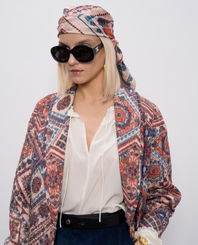 Momoni Розовый платок из шелка в принт MOSC001MO52A