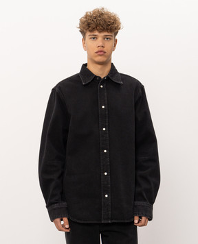 Off-White Чорна джинсова сорочка з вишивкою логотипа 44MYD05YF26D001