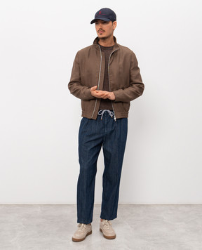 Cashmere&Whiskey Коричнева футболка з льону та шовку M54268085