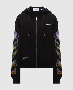 Off-White Черная спортивная куртка с принтом эмблемы Arrow Archigeography 44MBE015F26F003