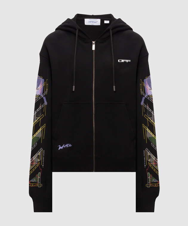 Off-White Черная спортивная куртка с принтом эмблемы Arrow Archigeography 44MBE015F26F003