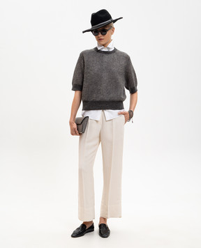 Brunello Cucinelli Белая рубашка без рукавов с отделкой на воротнике MP091MA616