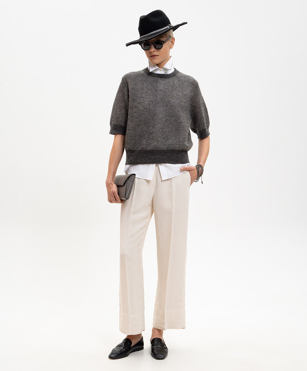 Brunello Cucinelli Біла сорочка без рукавів з оздобленням на комірі MP091MA616 зображення 2