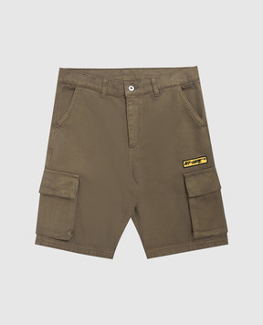 Off-White Дитячі джинсові шорти-карго кольору хакі 44BCS001S26F001