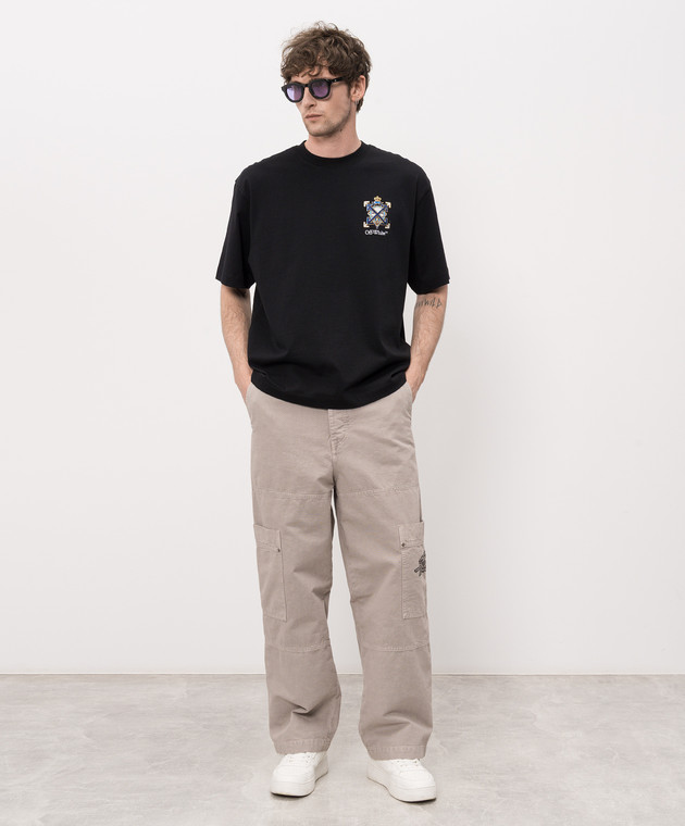 Off-White Черная футболка Jewel Arrow с кристаллами 44MAA120S26J003 изображение 2