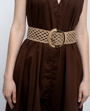 Twinset Бежевий шкіряний плетений ремінь 261TO5390