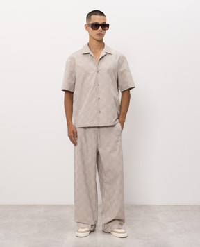 Off-White Бежева сорочка у візерунок емблеми 44MGG01QF26F004