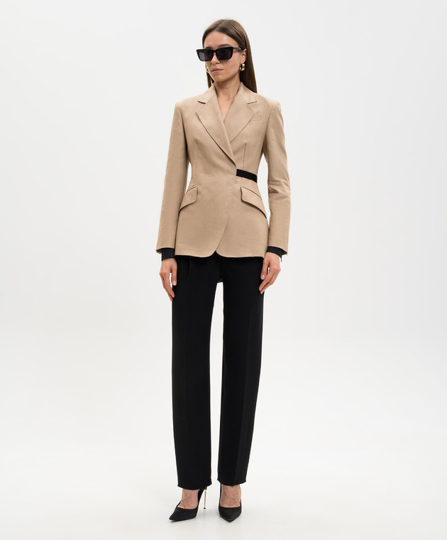 Max Mara Бежевый жакет на запах из льна MXSFIONDA изображение 2