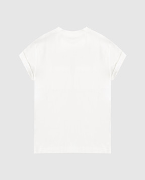 Brunello Cucinelli Дитяча біла футболка з ланцюжком моніль B0T81T458C