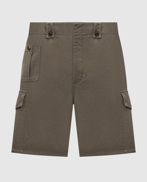 Brunello Cucinelli Шорты-карго цвета хаки со льном MP44DU0075