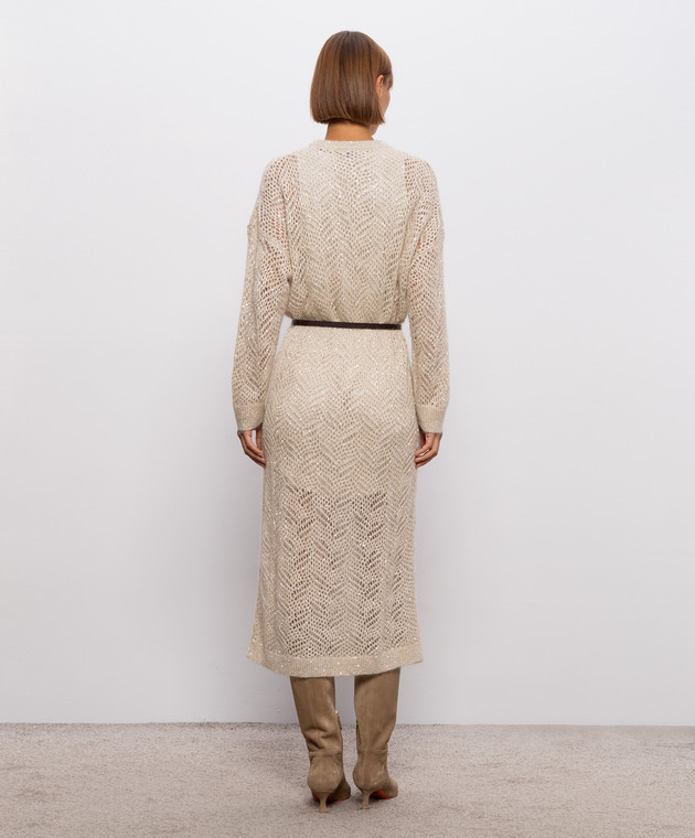 Brunello Cucinelli Бежевое платье с мохером с пайетками MRG562A90 изображение 4