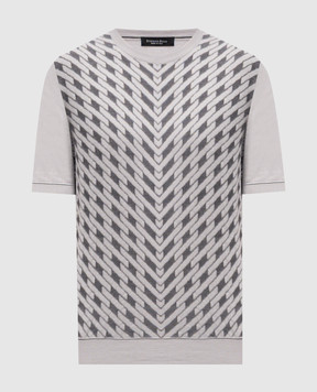 Stefano Ricci Серая футболка с шелком в узор K818115G10F26281