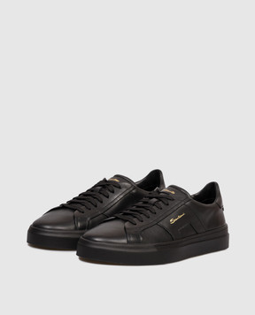 Santoni Черные кожаные кеды MBGT21779NEORXWH