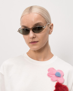 Bottega Veneta Серые очки Cat Eye 821447VBL80