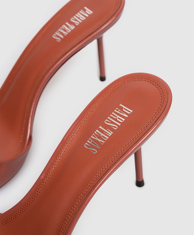 Paris Texas Коричневі шкіряні лаковані мюлі Lidia PX1141XVN01 зображення 5