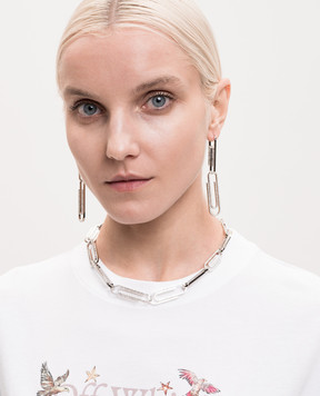 Off-White Серебристое колье Paperclip с кристаллами OWOB148S26MET001