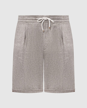 Brunello Cucinelli Сірі шорти з конопель та льону MP548U0020