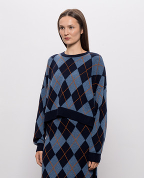 Twinset Синий джемпер в геометрический узор 262TT3274