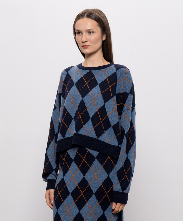 Twinset Синий джемпер в геометрический узор 262TT3274 изображение 3