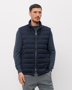 Enrico Mandelli Синий пуховый жилет из шерсти 3T570A4531