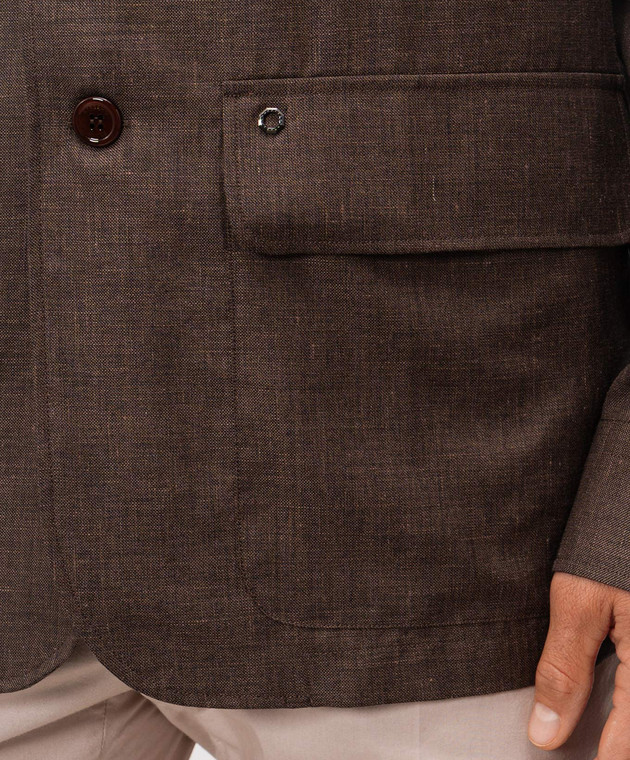 Stefano Ricci Коричневая рубашка из льна, шерсти и шелка SP008138B127HA изображение 5
