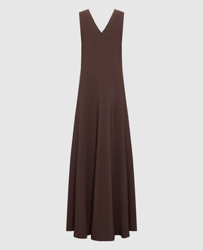 Brunello Cucinelli Коричнева сукня максі з шовком MA029A5450
