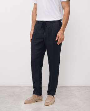 Peserico Синие брюки из льна R54274T00D02494