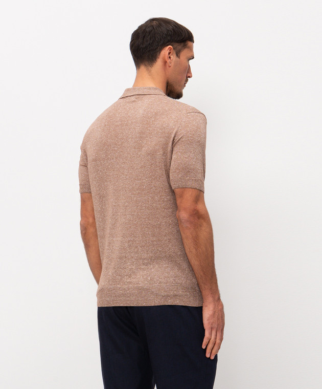 Cashmere&Whiskey Коричневе поло з льоном MS004 зображення 4