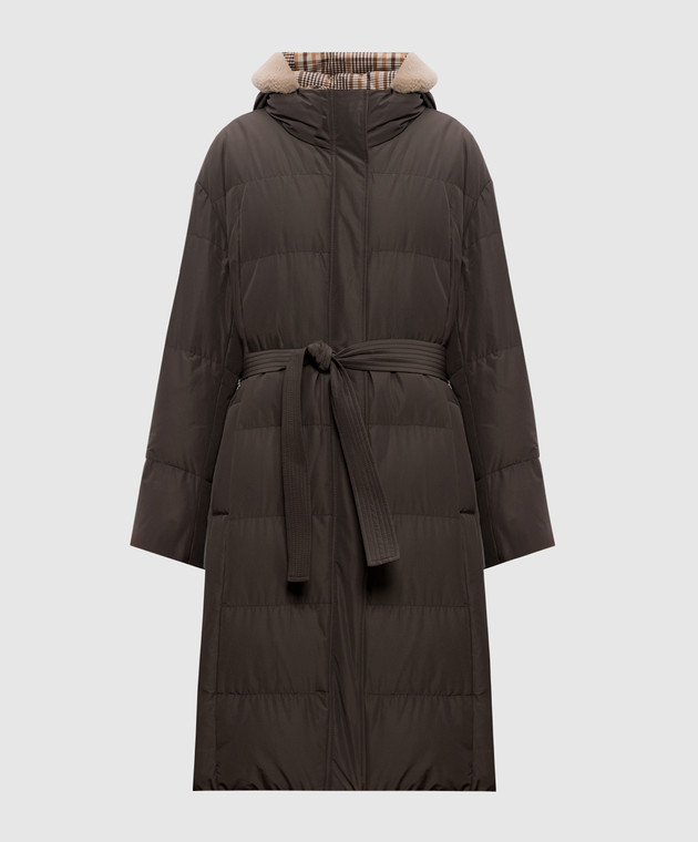 Brunello Cucinelli Серый пуховик с мехом MH5259618