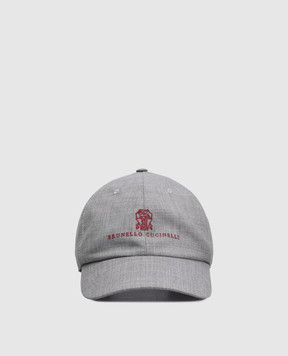 Brunello Cucinelli Сіра кепка з вовни з вишивкою логотипа M032P9850