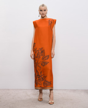 Alemais Оранжевое платье Monkey Dance из шелка 6883D
