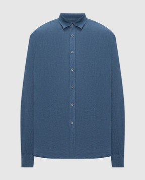 Canali Синя сорочка з льону GM02128CSL7077