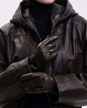 Sermoneta Gloves Коричневі шкіряні рукавички B27TOUCH