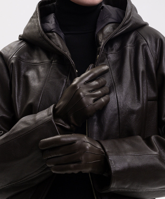 Sermoneta Gloves Коричневі шкіряні рукавички B27TOUCH зображення 2