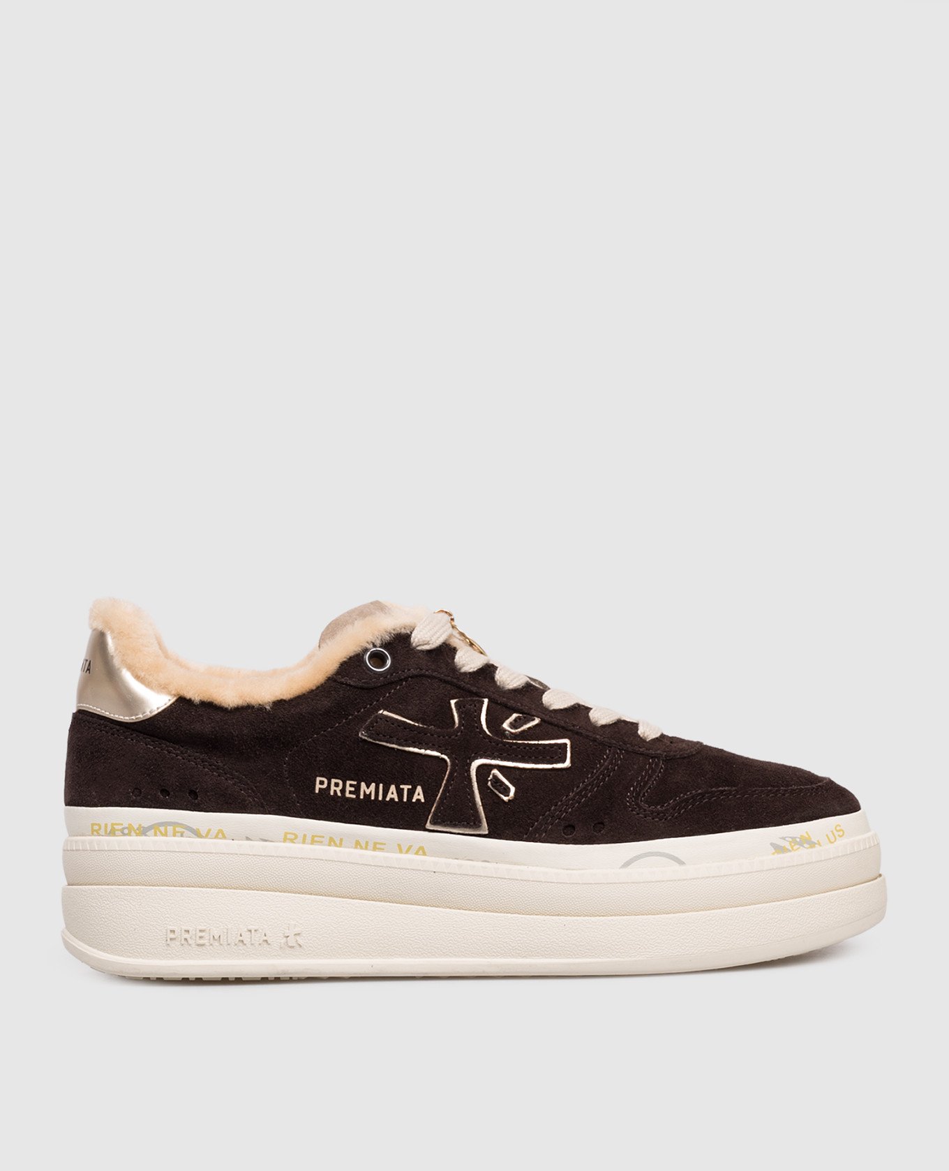 Brown suede MICOL sneakers with fur Premiata