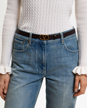 Valentino Коричневий шкіряний ремінь VLogo Signature 8W2T0SM7IYR