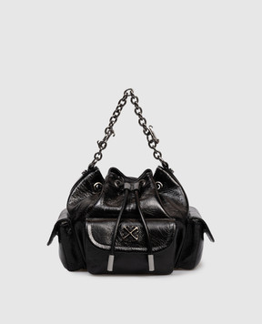 Off-White Черная кожаная сумка-кисет Dumbo OWMY002F25LEA001