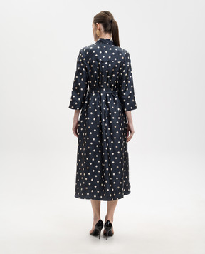 Max Mara Синее платье LEVA из шелка в горох SMMLEVA