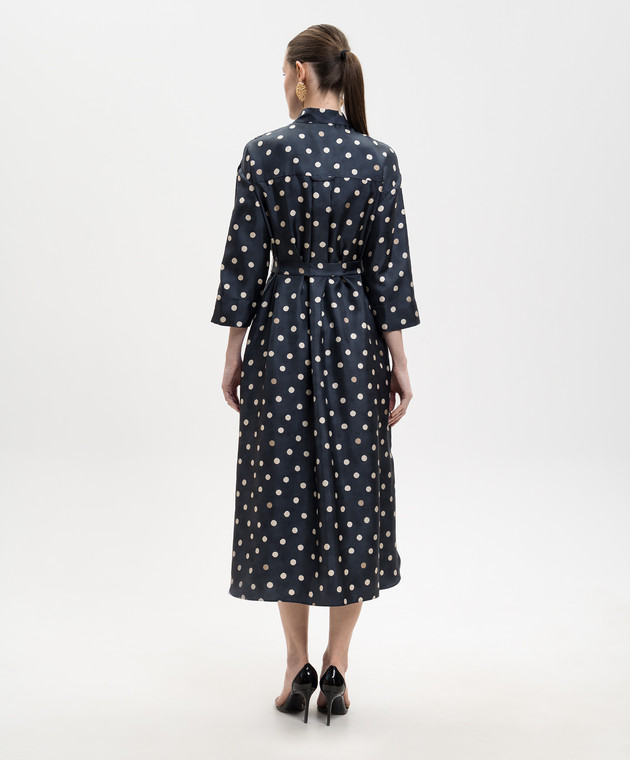 Max Mara Синее платье LEVA из шелка в горох SMMLEVA изображение 3