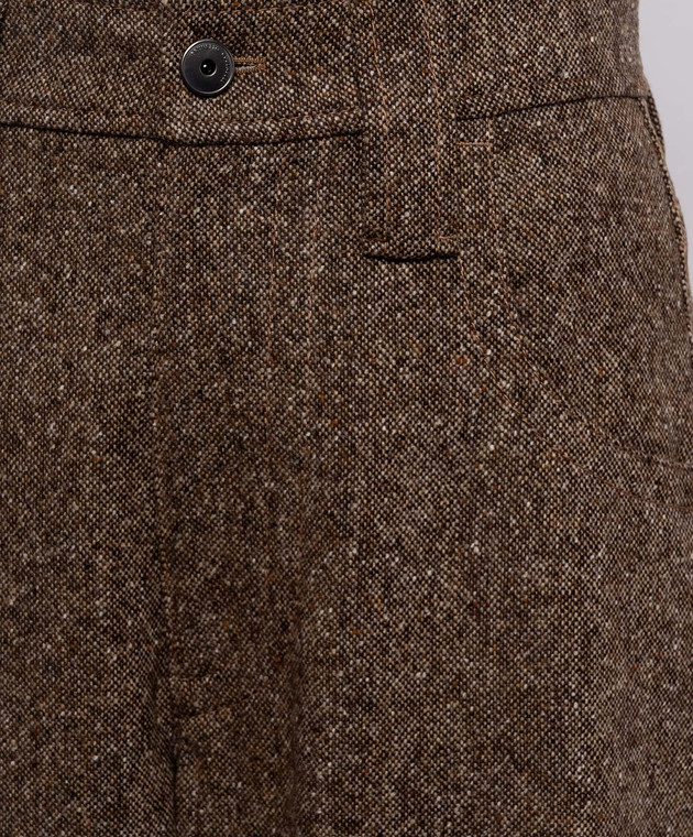 Brunello Cucinelli Коричневі штани з вовною з відворотами MD002P9353 зображення 5