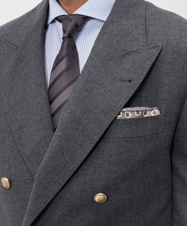 Brunello Cucinelli Хустка-паше кольору хакі із шовку у візерунок MX8720091P зображення 2