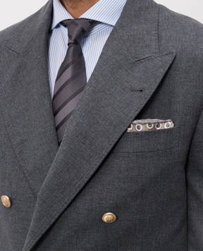 Brunello Cucinelli Платок-паше цвета хаки из шелка в узор MX8720091P