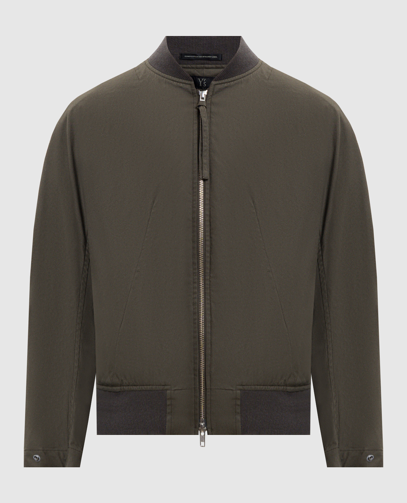 Бомбер цвета хаки с укороченными рукавами