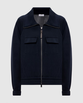 Brunello Cucinelli Синяя спортивная куртка с шелком MP828B2B06