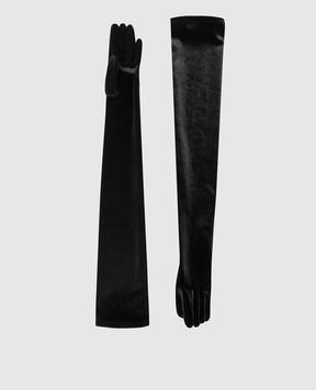 Richard Quinn Чорні оксамитові поовжені рукавички із шовку RQSS26GLOVESVELVET