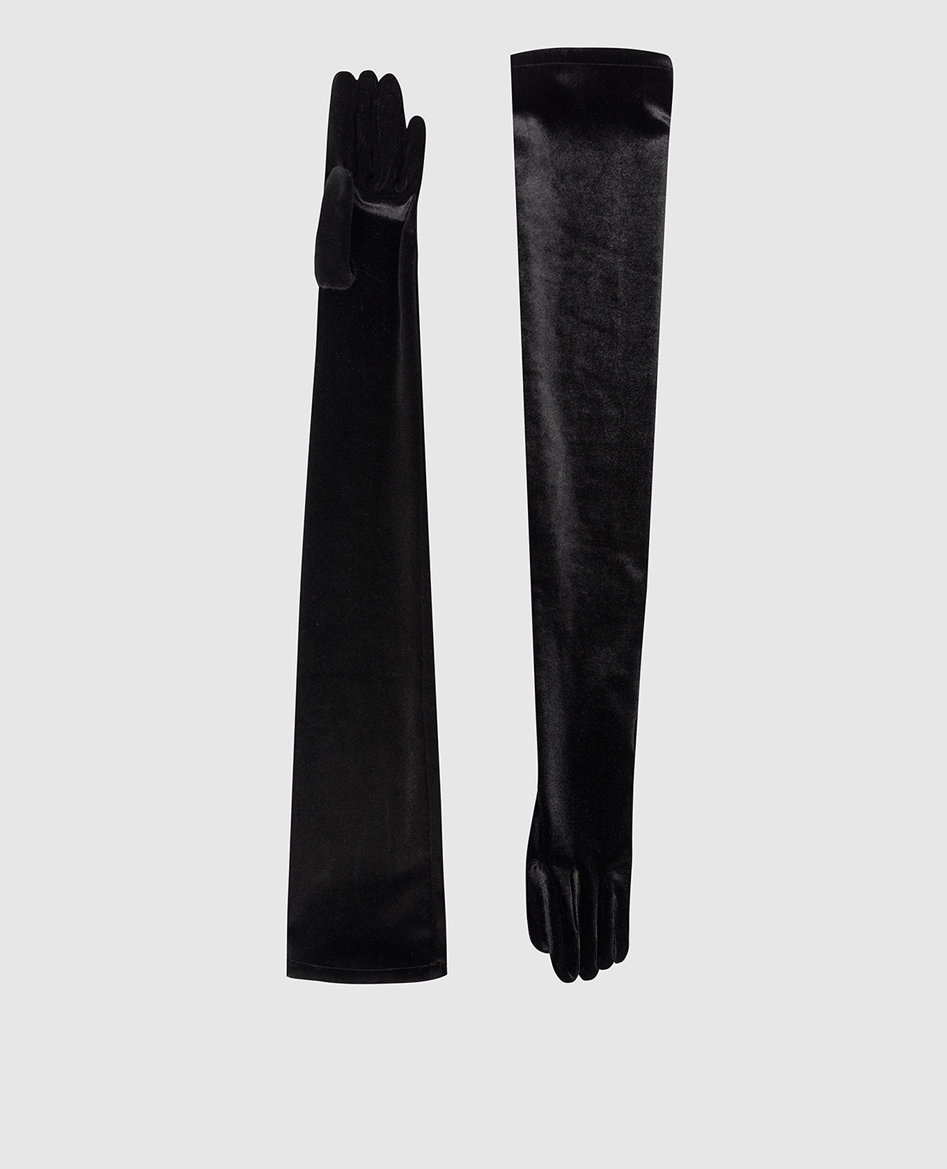 

Черные бархатные удлиненные перчатки из шелка, Черный, Перчатки