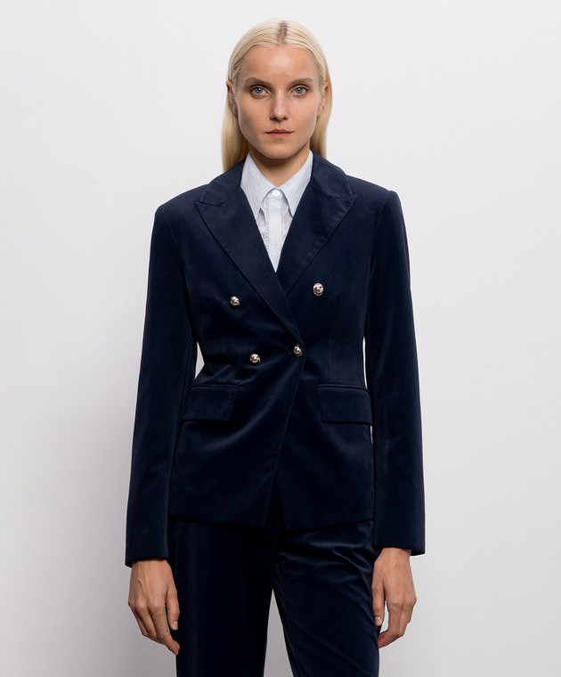 Twinset Синий велюровый двубортный жакет 262AP2270 изображение 3