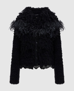 Ann Demeulemeester Черный кардиган с шерстью и перьями страуса B0013516KN082