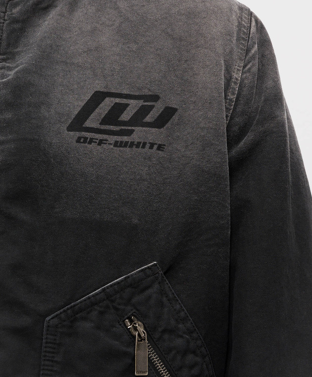Off-White Черный джинсовый бомбер с принтом логотипа 44XEH05OS26F001 изображение 5