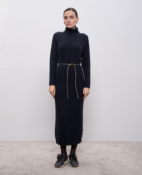 Peserico Синя сукня міді з вовною та шовком S92216F07A09095